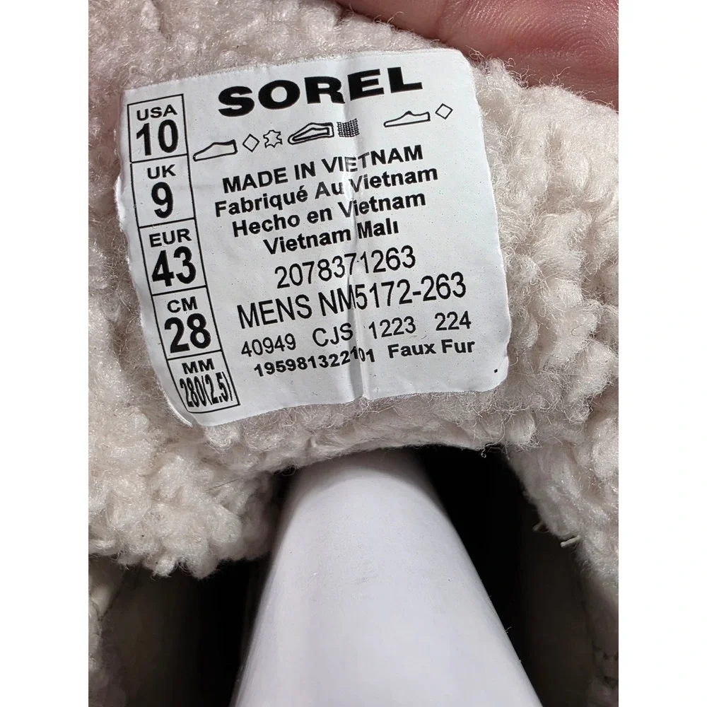 Sorel Scout 87 Lux WP Boots Mens 10 Caribou Buff Black‎ Waterproof Insulated NEW